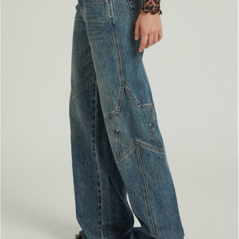 pasun star low rise baggy jeans